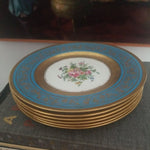 Antique Set of 6 Crown Staffordshire Gold Plates Bone China #92258