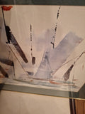 Mid Century Modern Painting WC Impressionist Sailboat