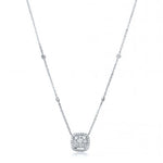 14K White Gold Necklace (Chain Pendant) with Diamonds - Diamonds Sapphires Rubies Emeralds