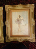 Pair of Pal Fried Framed Ballerina Paintings with mixed media - Diamonds Sapphires Rubies Emeralds