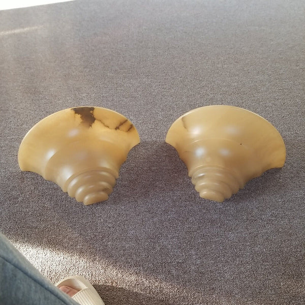 Pair Of Vintage Art Deco Alabaster Mid century Modern Sconces