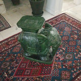 Mid Century Modern Chinese Green Porcelain Elephant Gardenining Bench #94008