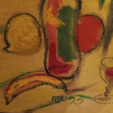 1950's Nude Girls Oil Painting Modernist  Signed