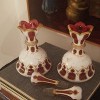 Antique Pair of Bohemian Overlay Moser Perfume Bottles