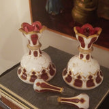 Antique Pair of Bohemian Overlay Moser Perfume Bottles