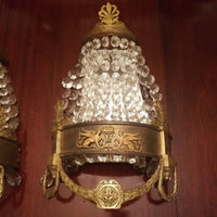 Pair Of Antique French Empire Crystal Sconces