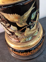 Massive antique moser glass raised enamel bumble bee butterfly urn gold overlay - Diamonds Sapphires Rubies Emeralds