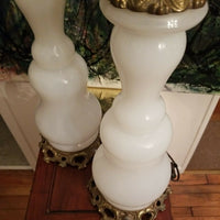 Antique Pair Of Opaline French Lamps