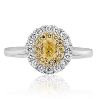 18K White Gold Ring with Yellow and White Diamonds Size 6.5 - Diamonds Sapphires Rubies Emeralds