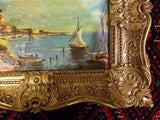 Framed Painting On Canvas Of Mediterranean Coastal Scene (Possible Greece)