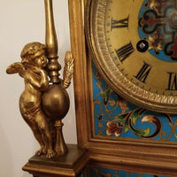 Antique 19th Century Museum Enamel Bronze Clock