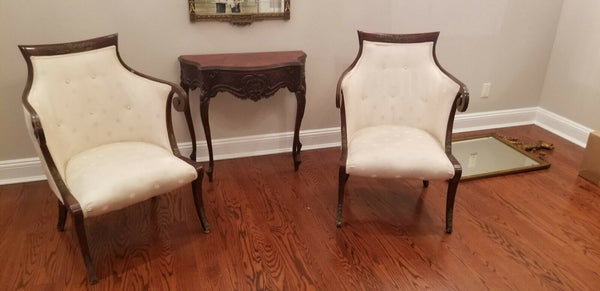 Pair of White Arm Chairs - Diamonds Sapphires Rubies Emeralds