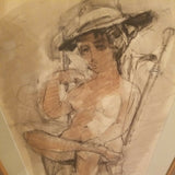 Seated Nude Mid Century Modern Painting