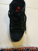 Women's Black Suede Moschino Ankle Length Boots Size 7 with Shearling Inside