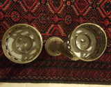 Pair of Tall Metal and Red Glass Indian Candle Holders