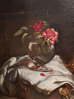 Antique Painting Signed Still Life Original Frame