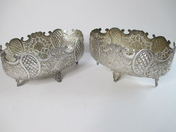 Pair Of Matching Oval Silver 84 Bowls Hand Made Good Condition
