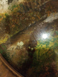 Pair Of Framed Oval Convex Glass Paintings Castles IMPERFECT CONDITION SEE PICS!