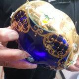 Czechoslovakia Chandelier 12 Light Crystal Overlay With Enamel  Cobalt Blue