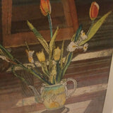 mid century Modern signed color lithograph with tulips by Howard Kanovitz