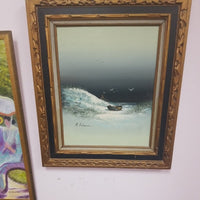 Signed Framed Antique Oil On Canvas Painting