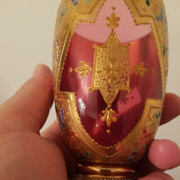 Antique Art Glass Moser Bohemian Ruby Enamel