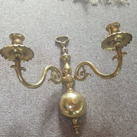 Pair of Antique English Brass Sconces #92508