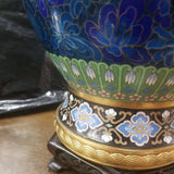 Pair Of Metalic Floral Vases with wooden custom bases perfect condition