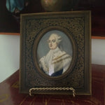 Antique French Miniature painting Inlay Framed