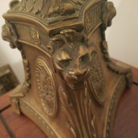 Antique E F Caldwell Lionhead Table Lamp Bronze