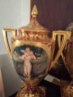 Pair Of Antique Nude Royal Vienna Porcelain Ruby Rich