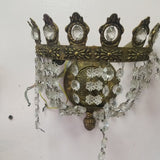 Pair Of Bronze And Crystal European  Sconces #9658