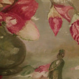 Vintage Asian Painting Still Life Green Flower Vase