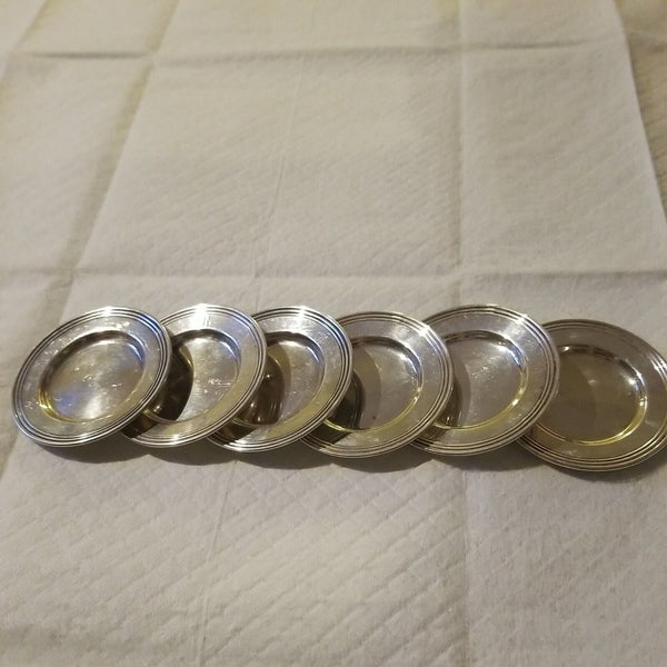 Set Of 6 Sterling Silver Small Plates