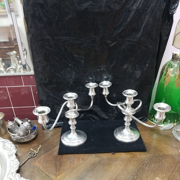 Antique Pair Of Candelabra 3 Candle Silver by S. Kirk & Son