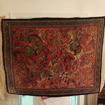 Antique 1960's Salmon Silk Hunting Scene Hand Knotted Mint Condition Rug