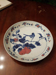 Antique Chinese Porcelain Plate With Peach and Bird - Diamonds Sapphires Rubies Emeralds