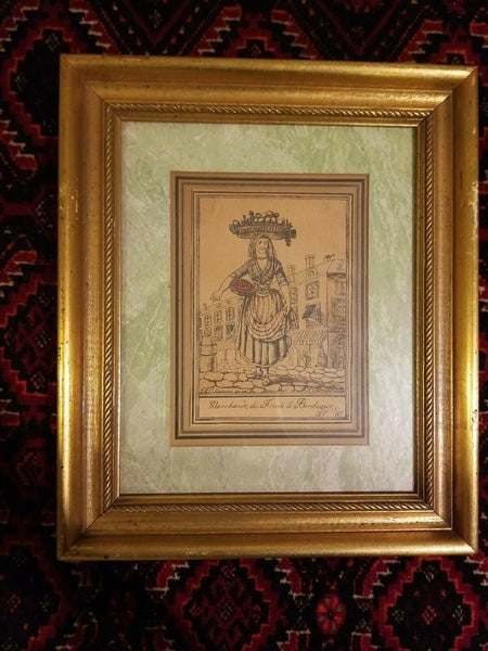 Framed Engraving by J.G. de Sainte Sauveur and Labrousse "Marchande de Fruit"