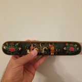 Vintage Asian Lacquer Hand Painted Pen Box