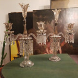 Antique Baccarat Crystal Enamel Candleabra Palace Pair #920008