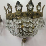 Pair Of Bronze And Crystal European  Sconces #9658