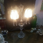 Antique Double Lamp Possibly Crystal and Bronze