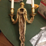 Nude Erotic Antique French Pair of Gilt Bronze Sconces in Working Condition