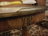 Antique White Marble Oval Coffee Table with Wood