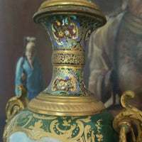 Antique Sevres Enamel Urn Jade