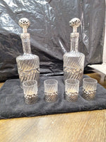 19th Century Austrian Antique Set Of Liquor Silver Bottles And Shot Glasses