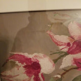 Vintage Asian Painting Still Life Green Flower Vase