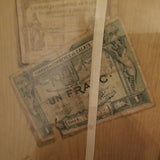 Antique Trompe L'oeil Collage Painting Art Currency