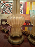 Pair Of Mid Century Modern Venetian Art Glass Designer Lamps