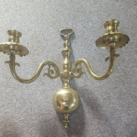 Pair of Antique English Brass Sconces #92508